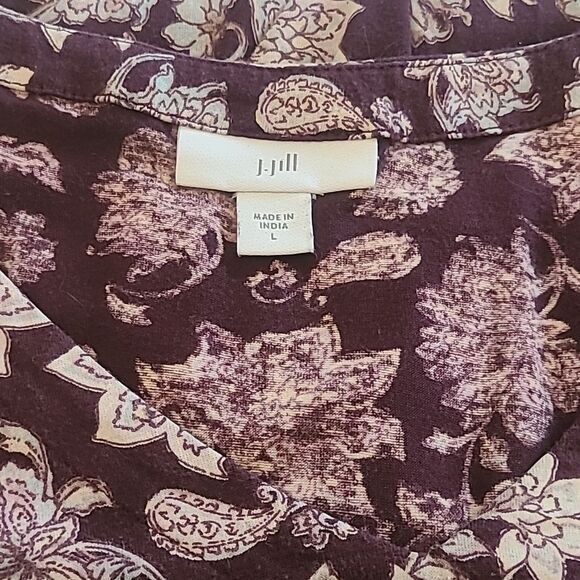 J Jill Wearever V-neck Floral Stretch Maxi Dress Pockets Size L - Picture 5 of 11